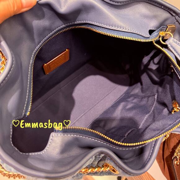 Coach Evelyn Shoulder Bag In Regenerative Cotton With Quilting CDC02 Indigo - Picture 7 of 7